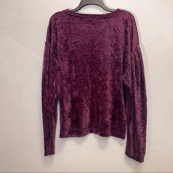 We the Free Milan Maroon Velvet Long Sleeve Blouse S - Picture 2 of 8